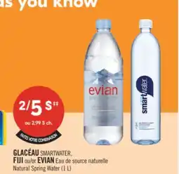 Pharmaprix GLACÉAU SMARTWATER, FIJI or EVIAN Natural Spring Water offer