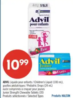 Pharmaprix ADVIL Children's Liquid (100 mL), Pediatric Drops (24 mL) or Junior Strength Chewable Tablets (20) offer