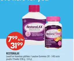 Pharmaprix RESTORALAX Laxative Gummies (30-140) or Powder (238 g-510g) offer