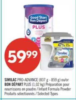 Pharmaprix SIMILAC PRO-ADVANCE (837 g - 859 g) or BON DÉPART PLUS (1,02 kg) Infant Formula Powder offer