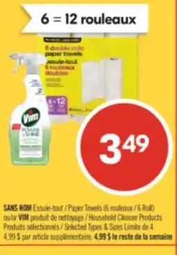 Pharmaprix NO NAME Paper Towels (6 Roll) or VIM Household Cleaner Products offer