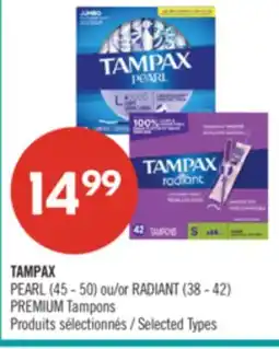 Pharmaprix PEARL (45 - 50 ) or RADIANT (38 - 42) PREMIUM Tampons offer