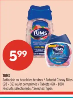 Pharmaprix TUMS Antacid Chewy Bites (28 - 32) or Tablets (60 - 100) offer