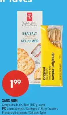 Pharmaprix NO NAME Rice Crackers (100 g) or PC Scalloped Crackers (185 g) offer