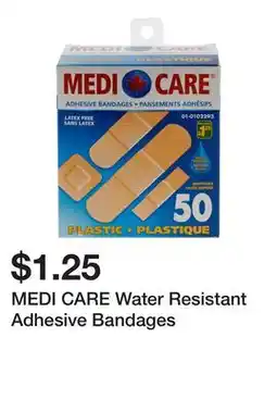 Dollarama MEDI CARE Water Resistant Adhesive Bandages offer