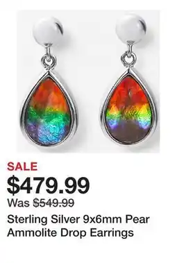 TSC Stores Sterling Silver 9x6mm Pear Ammolite Drop Earrings offer