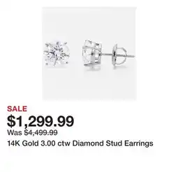 TSC Stores 14K Gold 3.00 ctw Diamond Stud Earrings offer