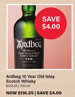 LCBO Ardbeg 10 Year Old Islay Scotch Whisky offer