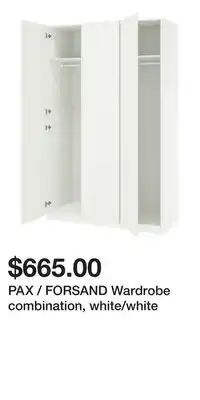 IKEA PAX / FORSAND Wardrobe combination, white/white offer