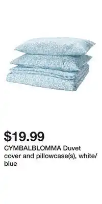IKEA CYMBALBLOMMA Duvet cover and pillowcase(s), white/blue offer