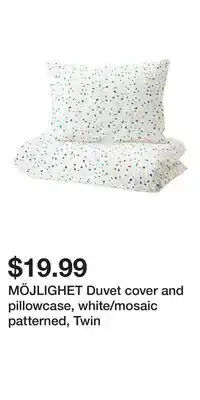 IKEA MÖJLIGHET Duvet cover and pillowcase, white/mosaic patterned, Twin offer