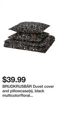 IKEA BRUDKRUSBÄR Duvet cover and pillowcase(s), black multicolor/floral pattern offer