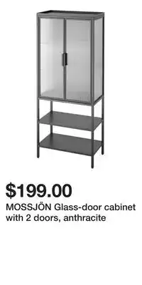 IKEA MOSSJÖN Glass-door cabinet with 2 doors, anthracite offer