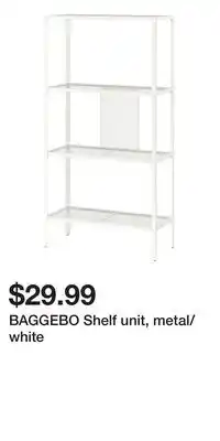IKEA BAGGEBO Shelf unit, metal/white offer