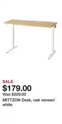 IKEA MITTZON Desk, oak veneer/white offer