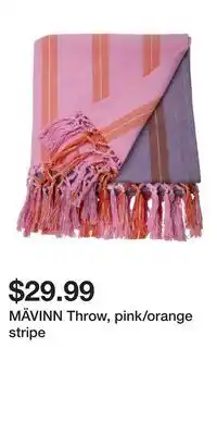 IKEA MÄVINN Throw, pink/orange stripe offer