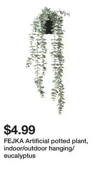 IKEA FEJKA Artificial potted plant, indoor/outdoor hanging/eucalyptus offer