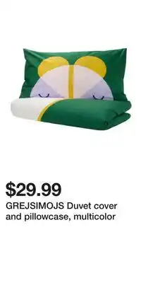 IKEA GREJSIMOJS Duvet cover and pillowcase, multicolor offer