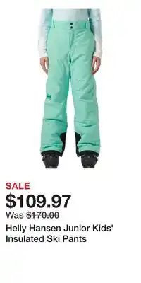 Sport Chek Helly Hansen Junior Kids' Insulated Ski Pants offer