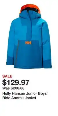 Sport Chek Helly Hansen Junior Boys' Ride Anorak Jacket offer