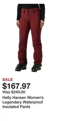 Sport Chek Helly Hansen Women's Legendary Waterproof Insulated Pants offer