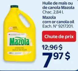 Walmart Huile de maïs ou de canola Mazola offer