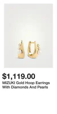 Holt Renfrew MIZUKI Gold Hoop Earrings With Diamonds And Pearls offer