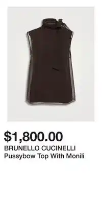 Holt Renfrew BRUNELLO CUCINELLI Pussybow Top With Monili offer