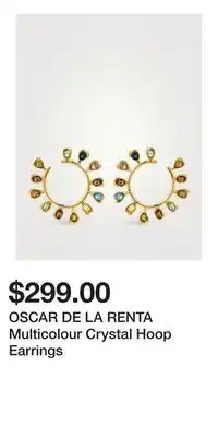 Holt Renfrew OSCAR DE LA RENTA Multicolour Crystal Hoop Earrings offer