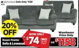 Surplus Furniture Rosen Pewter Cord Sofa & Loveseat offer
