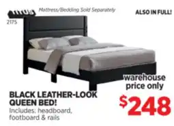 Surplus Furniture Black Leather-Look Queen Bed offer