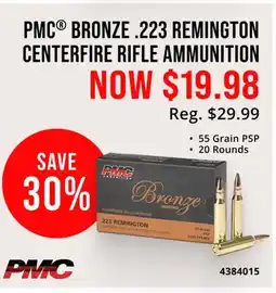 Cabela's PMC BRONZE .223 REMINGTON CENTERFIRE RIFLE AMMUNITION offer