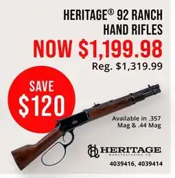 Cabela's HERITAGE 92 RANCH HAND RIFLES offer