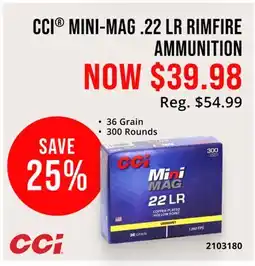 Cabela's CCI MINI-MAG .22 LR RIMFIRE AMMUNITION offer