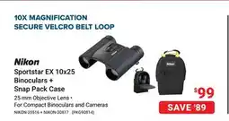 Visions Electronics Nikon Sportstar EX 10x25 Binoculars + Snap Pack Case offer