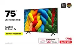 Visions Electronics LG 75 NANO80 4K Smart TV offer