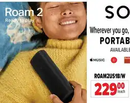 2001 Audio Video ROAM2US1B/W SONOS PORTABLE SPEAKERS offer