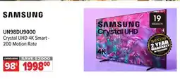2001 Audio Video UN98DU9000 - 98 SAMSUNG Crystal UHD 4K Smart - 200 Motion Rate offer