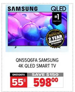 2001 Audio Video QN55Q6FA SAMSUNG 55|| 4K QLED SMART TV offer