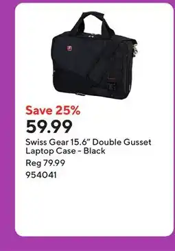 Staples Swiss Gear 15.6 Double Gusset Laptop Case - Black offer