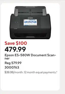 Staples Epson ES-580W Document Scanner offer