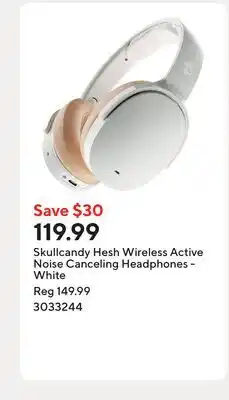 Staples Skullcandy Hesh Wireless Active Noise Canceling Headphones - White offer