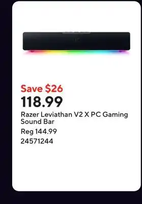 Staples Razer Leviathan V2 X PC Gaming Sound Bar offer