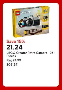 Staples LEGO Creator Retro Camera - 261 Pieces offer