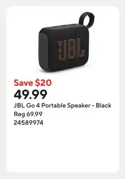 Staples JBL Go 4 Portable Speaker - Black offer