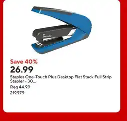 Staples Staples One-Touch Plus Desktop Flat Stack Full Strip Stapler - 30 Sheet Capacity - Assorted Colours offer
