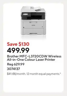 Staples Brother MFC-L3720CDW Wireless All-in-One Colour Laser Printer offer