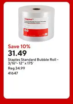 Staples Staples Standard Bubble Roll - 3/16- 12 x 175' offer