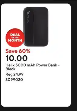 Staples Helix 5000 mAh Power Bank - Black offer