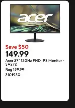 Staples Acer 27 120Hz FHD IPS Monitor - SA272 offer